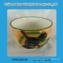 Handpainting ceramic bowl with olive design for kitchen